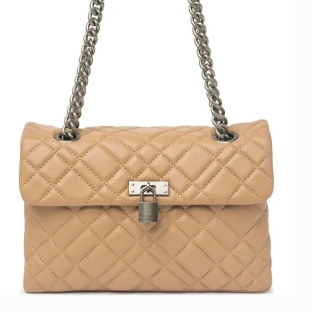 Tan Quilted Chain Shoulder Bag